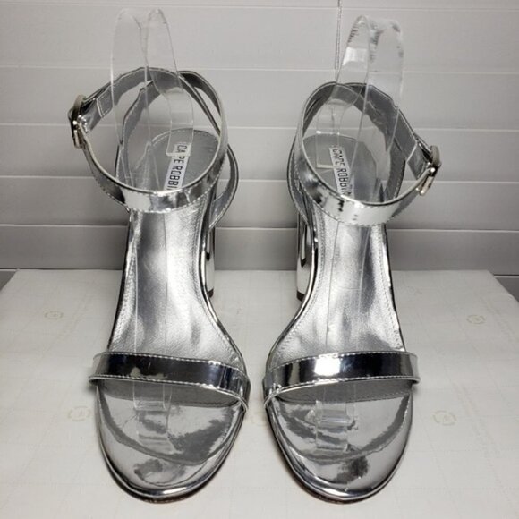 Cape Robbin Silver Open Toe Ankle Buckle Heels - Picture 4 of 12